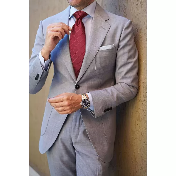 HISDERN Plaid Checkered Tie Handkerchief Woven Classic Formal Men's Necktie &amp; Pocket Square Set