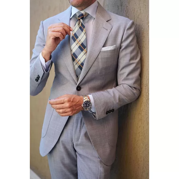 HISDERN Plaid Checkered Tie Handkerchief Woven Classic Formal Men's Necktie &amp; Pocket Square Set