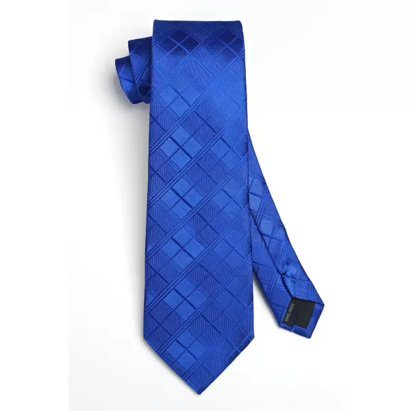 HISDERN Plaid Checkered Tie Handkerchief Woven Classic Formal Men's Necktie &amp; Pocket Square Set