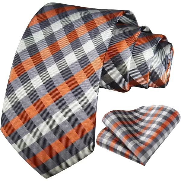 HISDERN Plaid Checkered Tie Handkerchief Woven Classic Formal Men's Necktie &amp; Pocket Square Set