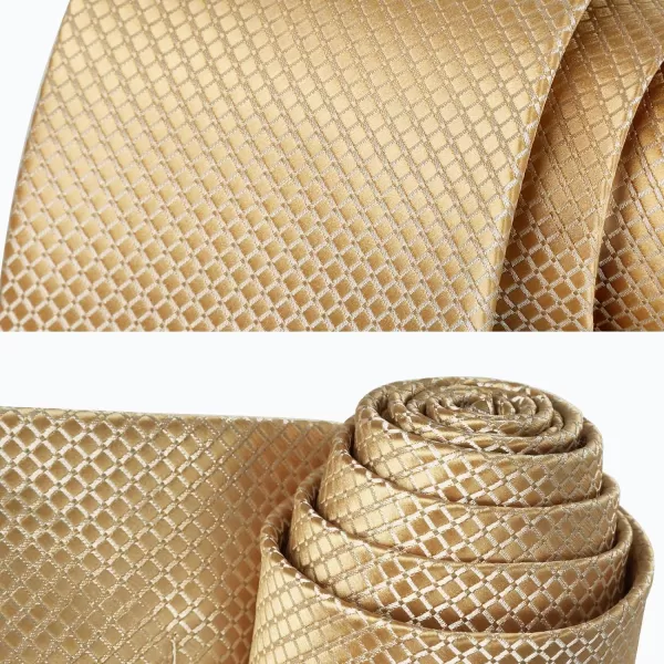 HISDERN Plaid Checkered Tie Handkerchief Woven Classic Formal Men's Necktie &amp; Pocket Square Set