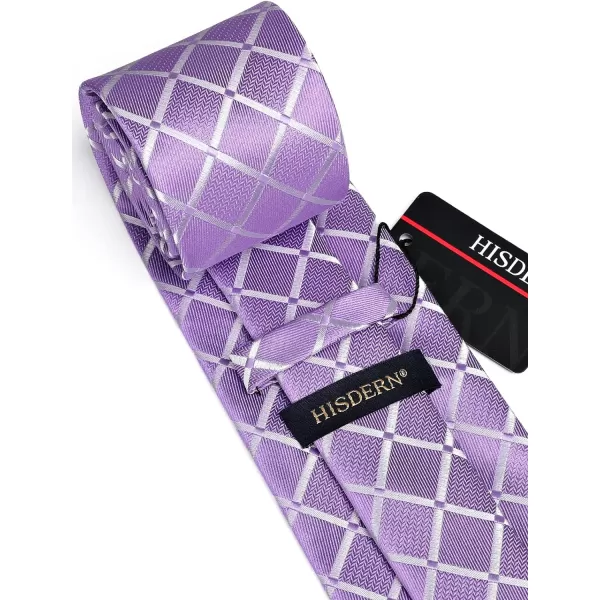 HISDERN Plaid Checkered Tie Handkerchief Woven Classic Formal Men's Necktie &amp; Pocket Square Set