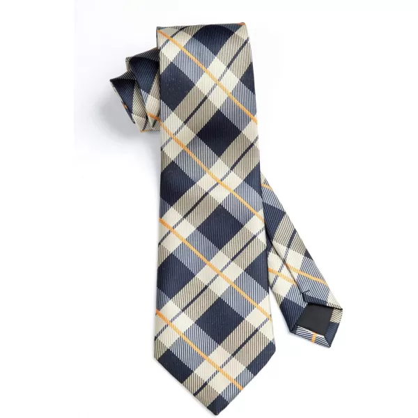 HISDERN Plaid Checkered Tie Handkerchief Woven Classic Formal Men's Necktie &amp; Pocket Square Set