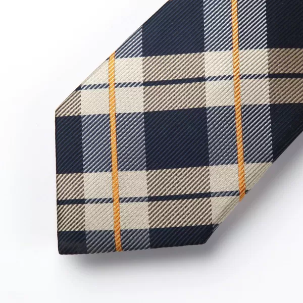 HISDERN Plaid Checkered Tie Handkerchief Woven Classic Formal Men's Necktie &amp; Pocket Square Set
