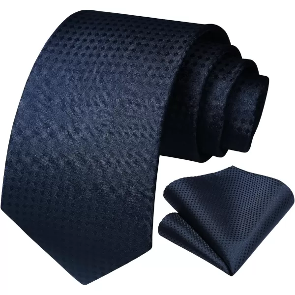 HISDERN Plaid Checkered Tie Handkerchief Woven Classic Formal Men's Necktie &amp; Pocket Square Set