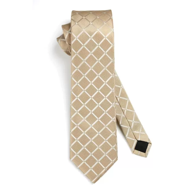HISDERN Plaid Checkered Tie Handkerchief Woven Classic Formal Men's Necktie &amp; Pocket Square Set