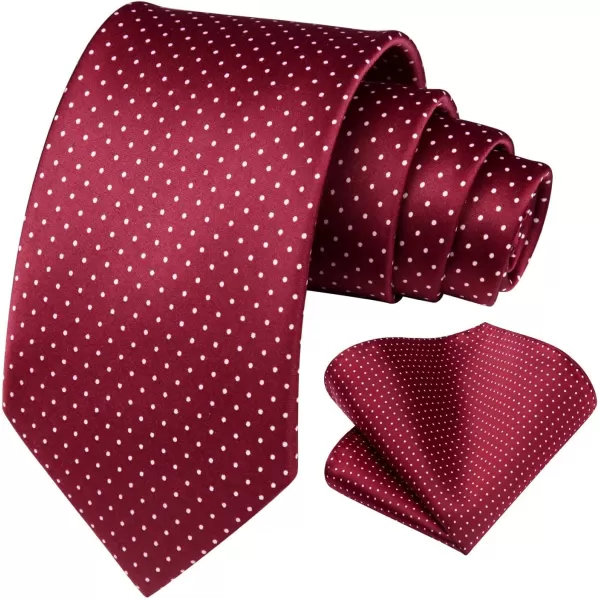 HISDERN Polka Dot Ties for Men Handkerchief Woven Classic Silk Mens Ties and Pocket Square Set Wedding Business