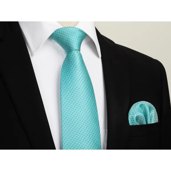 HISDERN Polka Dot Ties for Men Handkerchief Woven Classic Silk Mens Ties and Pocket Square Set Wedding Business