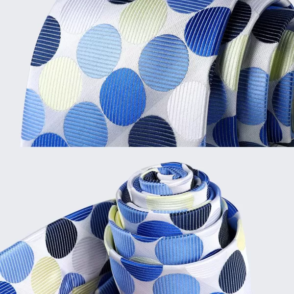HISDERN Polka Dot Ties for Men Handkerchief Woven Classic Silk Mens Ties and Pocket Square Set Wedding Business