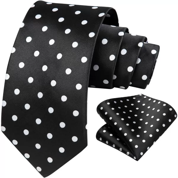 HISDERN Polka Dot Ties for Men Handkerchief Woven Classic Silk Mens Ties and Pocket Square Set Wedding Business