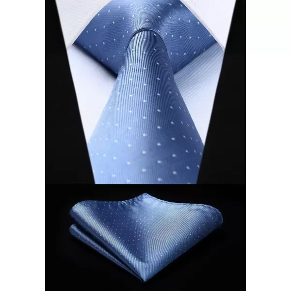 HISDERN Polka Dot Ties for Men Handkerchief Woven Classic Silk Mens Ties and Pocket Square Set Wedding Business