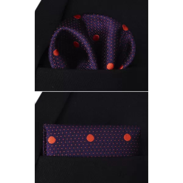 HISDERN Polka Dot Ties for Men Handkerchief Woven Classic Silk Mens Ties and Pocket Square Set Wedding Business