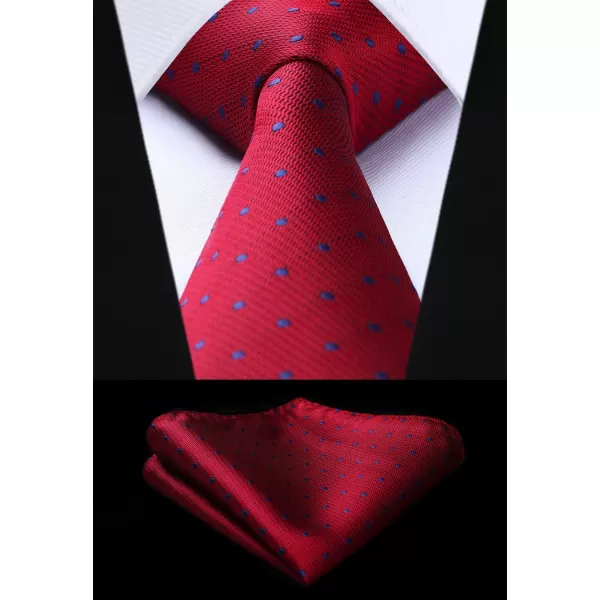 HISDERN Polka Dot Ties for Men Handkerchief Woven Classic Silk Mens Ties and Pocket Square Set Wedding Business