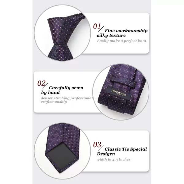 HISDERN Polka Dot Ties for Men Handkerchief Woven Classic Silk Mens Ties and Pocket Square Set Wedding Business