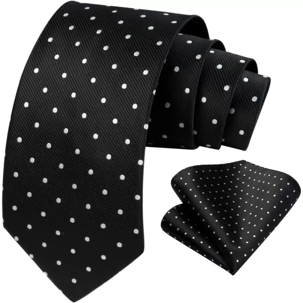 HISDERN Polka Dot Ties for Men Handkerchief Woven Classic Silk Mens Ties and Pocket Square Set Wedding Business