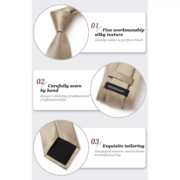 HISDERN Polka Dot Ties for Men Handkerchief Woven Classic Silk Mens Ties and Pocket Square Set Wedding Business