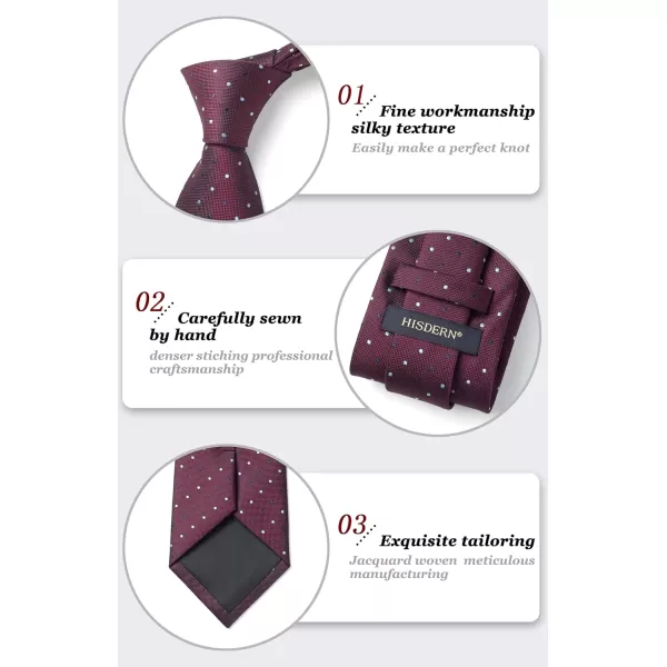 HISDERN Polka Dot Ties for Men Handkerchief Woven Classic Silk Mens Ties and Pocket Square Set Wedding Business