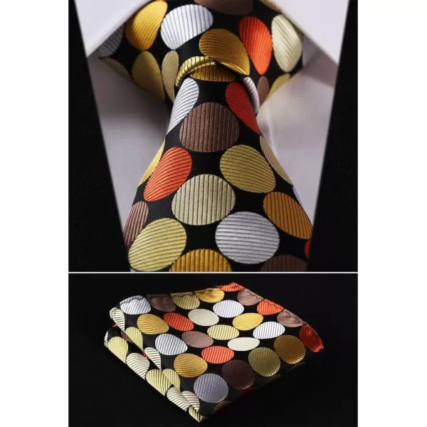 HISDERN Polka Dot Ties for Men Handkerchief Woven Classic Silk Mens Ties and Pocket Square Set Wedding Business