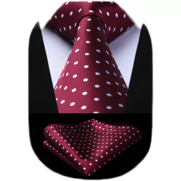 HISDERN Polka Dot Ties for Men Handkerchief Woven Classic Silk Mens Ties and Pocket Square Set Wedding Business