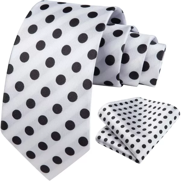 HISDERN Polka Dot Ties for Men Handkerchief Woven Classic Silk Mens Ties and Pocket Square Set Wedding Business