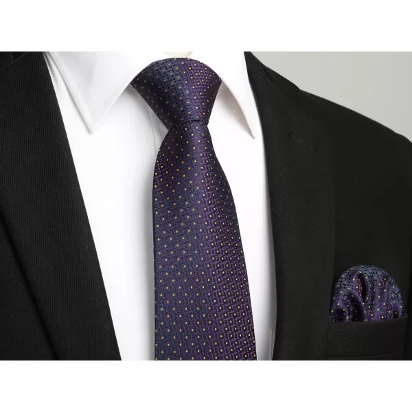 HISDERN Polka Dot Ties for Men Handkerchief Woven Classic Silk Mens Ties and Pocket Square Set Wedding Business
