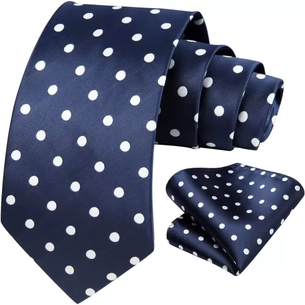 HISDERN Polka Dot Ties for Men Handkerchief Woven Classic Silk Mens Ties and Pocket Square Set Wedding Business