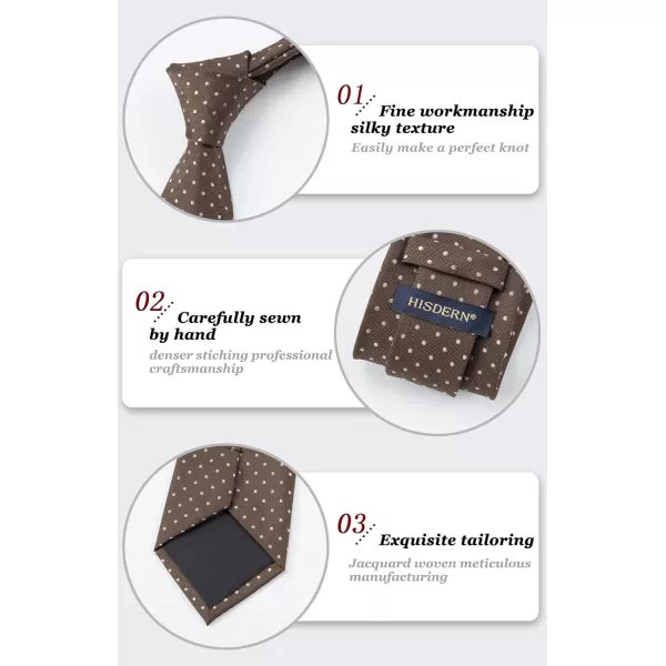 HISDERN Polka Dot Ties for Men Handkerchief Woven Classic Silk Mens Ties and Pocket Square Set Wedding Business