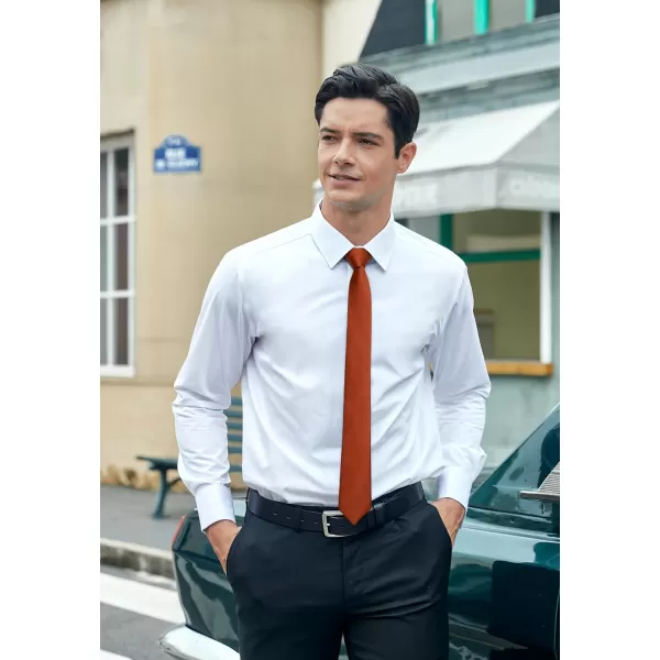 HISDERN Solid Color Ties for Men 2.17'' Skinny Tie Formal Business Neckties Classic Woven Satin Wedding Necktie