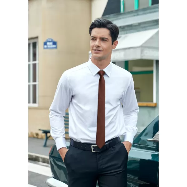 HISDERN Solid Color Ties for Men 2.17'' Skinny Tie Formal Business Neckties Classic Woven Satin Wedding Necktie
