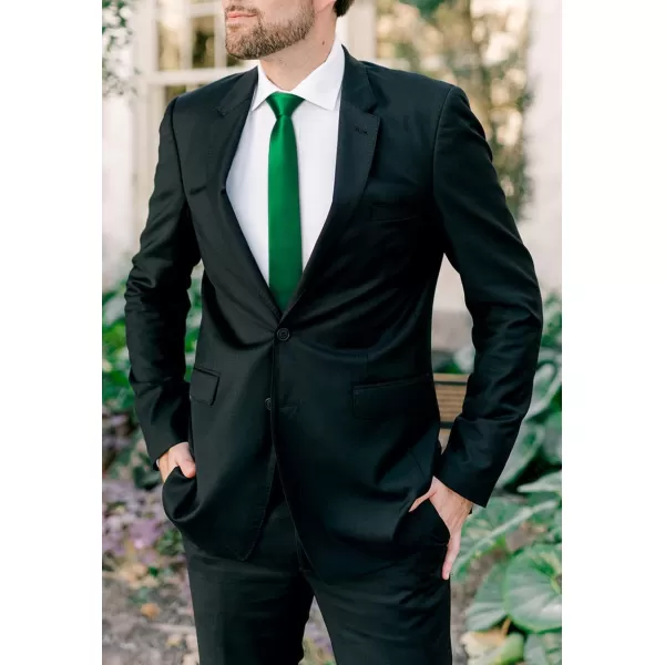 HISDERN Solid Color Ties for Men 2.17'' Skinny Tie Formal Business Neckties Classic Woven Satin Wedding Necktie