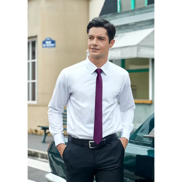 HISDERN Solid Color Ties for Men 2.17'' Skinny Tie Formal Business Neckties Classic Woven Satin Wedding Necktie