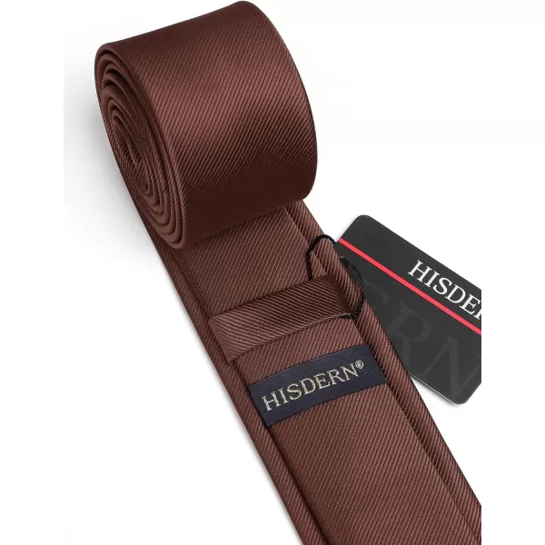 HISDERN Solid Color Ties for Men 2.17'' Skinny Tie Formal Business Neckties Classic Woven Satin Wedding Necktie