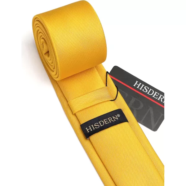 HISDERN Solid Color Ties for Men 2.17'' Skinny Tie Formal Business Neckties Classic Woven Satin Wedding Necktie