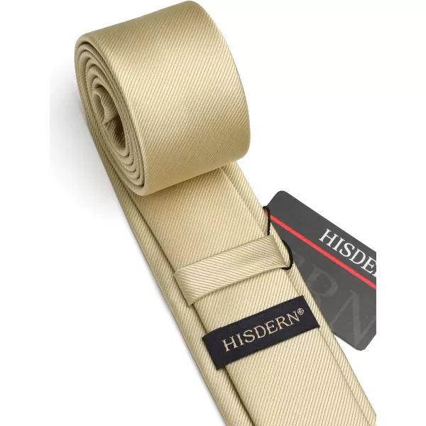 HISDERN Solid Color Ties for Men 2.17'' Skinny Tie Formal Business Neckties Classic Woven Satin Wedding Necktie