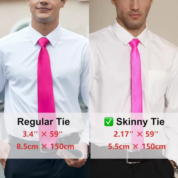 HISDERN Solid Color Ties for Men 2.17'' Skinny Tie Formal Business Neckties Classic Woven Satin Wedding Necktie