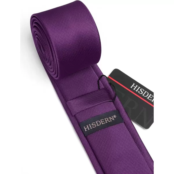 HISDERN Solid Color Ties for Men 2.17'' Skinny Tie Formal Business Neckties Classic Woven Satin Wedding Necktie