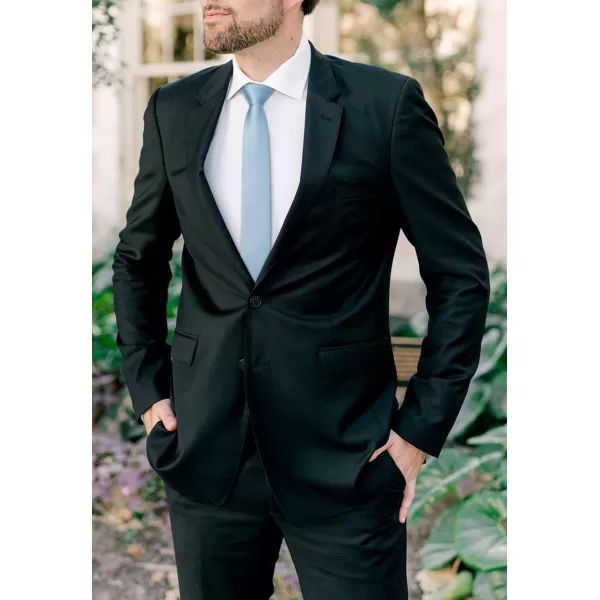 HISDERN Solid Color Ties for Men 2.17'' Skinny Tie Formal Business Neckties Classic Woven Satin Wedding Necktie