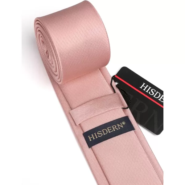 HISDERN Solid Color Ties for Men 2.17'' Skinny Tie Formal Business Neckties Classic Woven Satin Wedding Necktie