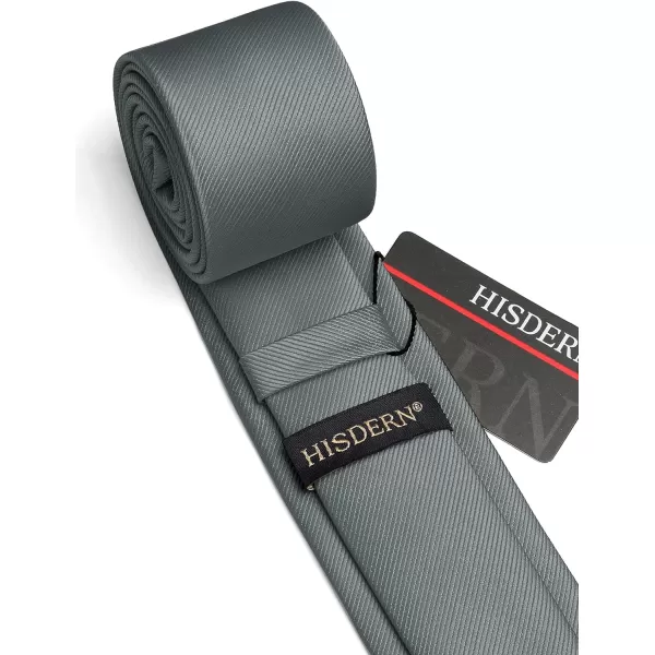 HISDERN Solid Color Ties for Men 2.17'' Skinny Tie Formal Business Neckties Classic Woven Satin Wedding Necktie
