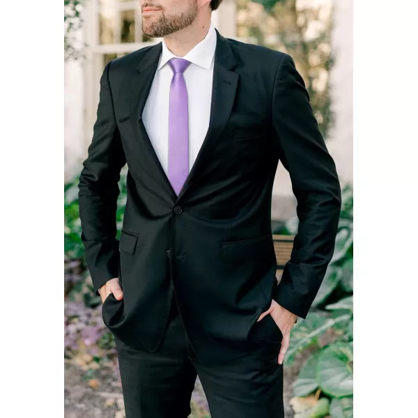 HISDERN Solid Color Ties for Men 2.17'' Skinny Tie Formal Business Neckties Classic Woven Satin Wedding Necktie