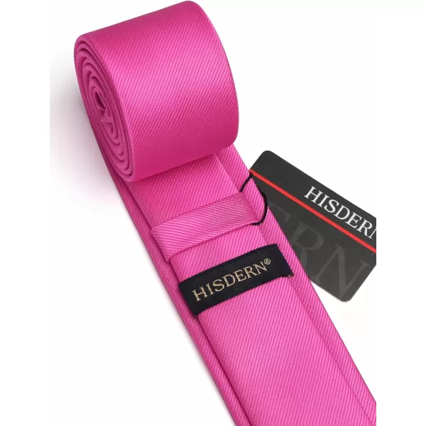 HISDERN Solid Color Ties for Men 2.17'' Skinny Tie Formal Business Neckties Classic Woven Satin Wedding Necktie