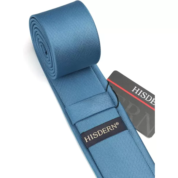 HISDERN Solid Color Ties for Men 2.17'' Skinny Tie Formal Business Neckties Classic Woven Satin Wedding Necktie
