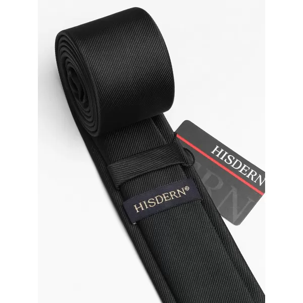 HISDERN Solid Color Ties for Men 2.17'' Skinny Tie Formal Business Neckties Classic Woven Satin Wedding Necktie
