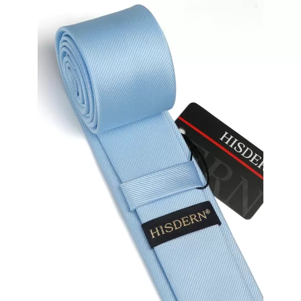 HISDERN Solid Color Ties for Men 2.17'' Skinny Tie Formal Business Neckties Classic Woven Satin Wedding Necktie
