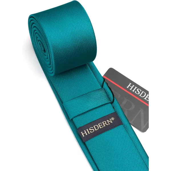 HISDERN Solid Color Ties for Men 2.17'' Skinny Tie Formal Business Neckties Classic Woven Satin Wedding Necktie