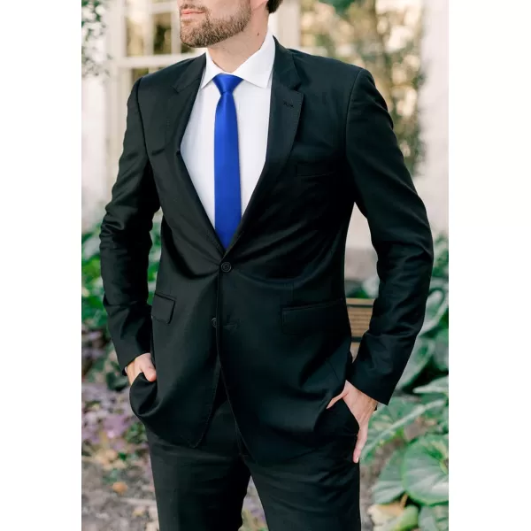 HISDERN Solid Color Ties for Men 2.17'' Skinny Tie Formal Business Neckties Classic Woven Satin Wedding Necktie
