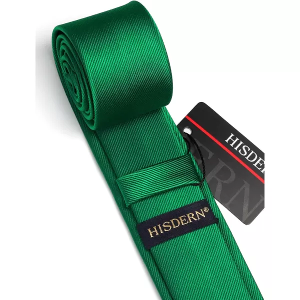 HISDERN Solid Color Ties for Men 2.17'' Skinny Tie Formal Business Neckties Classic Woven Satin Wedding Necktie