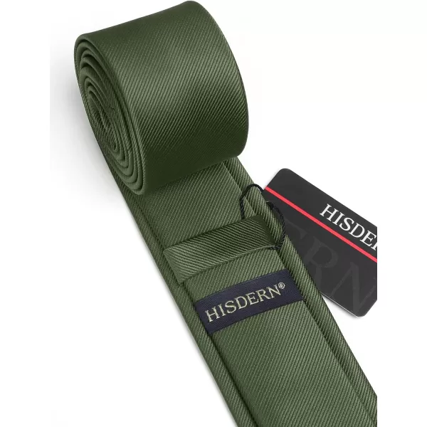 HISDERN Solid Color Ties for Men 2.17'' Skinny Tie Formal Business Neckties Classic Woven Satin Wedding Necktie