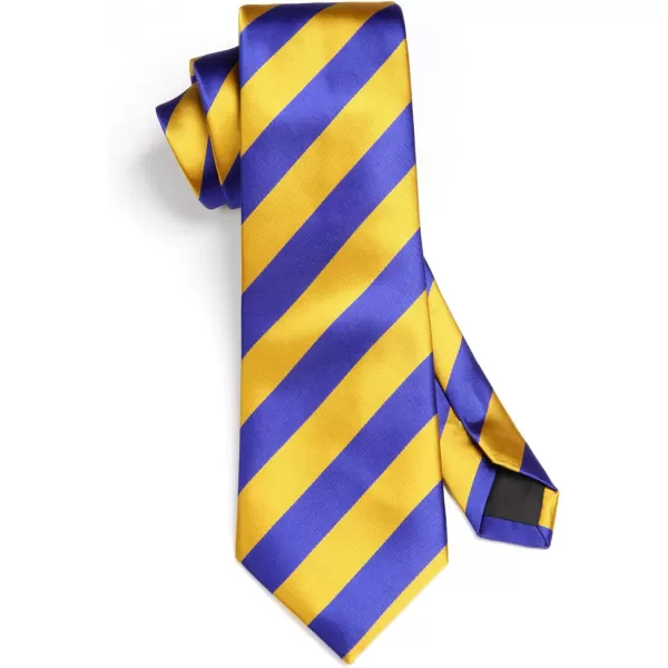 HISDERN Stripe Tie Mens Ties with Pocket Square Set Classic 3.4'' Silk Formal Necktie Handkerchief for Business Wedding
