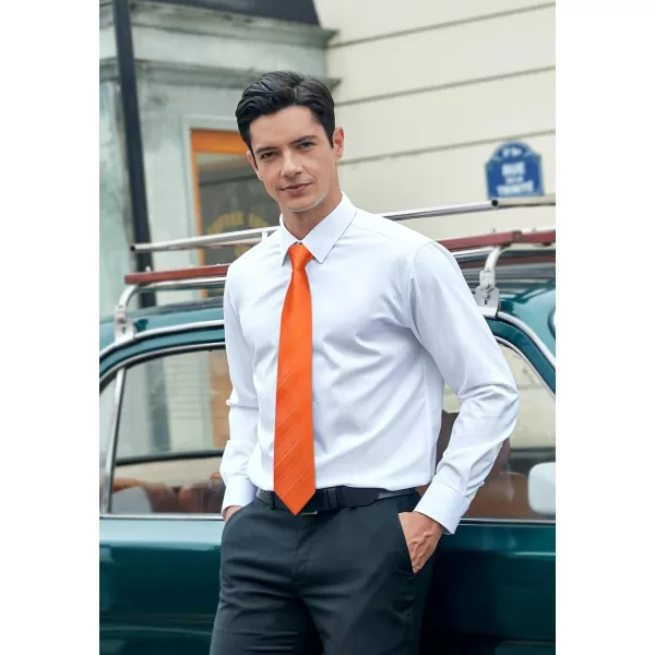 HISDERN Stripe Tie Mens Ties with Pocket Square Set Classic 3.4'' Silk Formal Necktie Handkerchief for Business Wedding
